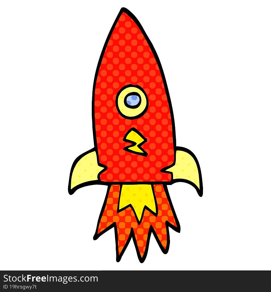 cartoon doodle space rocket