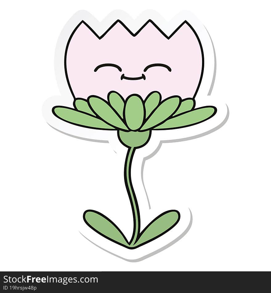 sticker of a cute cartoon flower