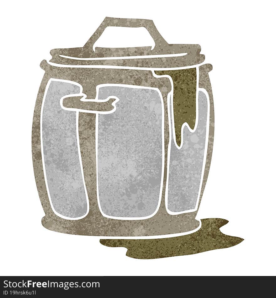 retro cartoon dirty garbage can