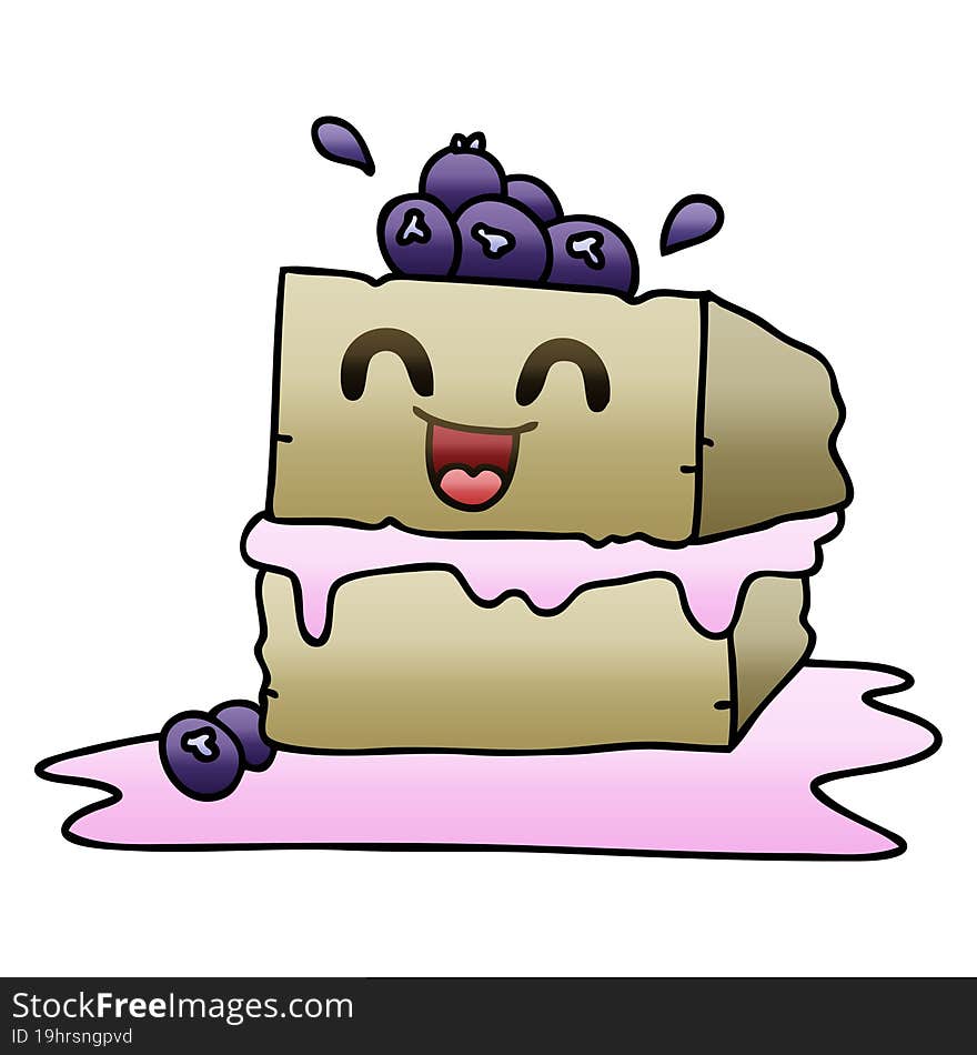 gradient shaded quirky cartoon happy cake slice. gradient shaded quirky cartoon happy cake slice