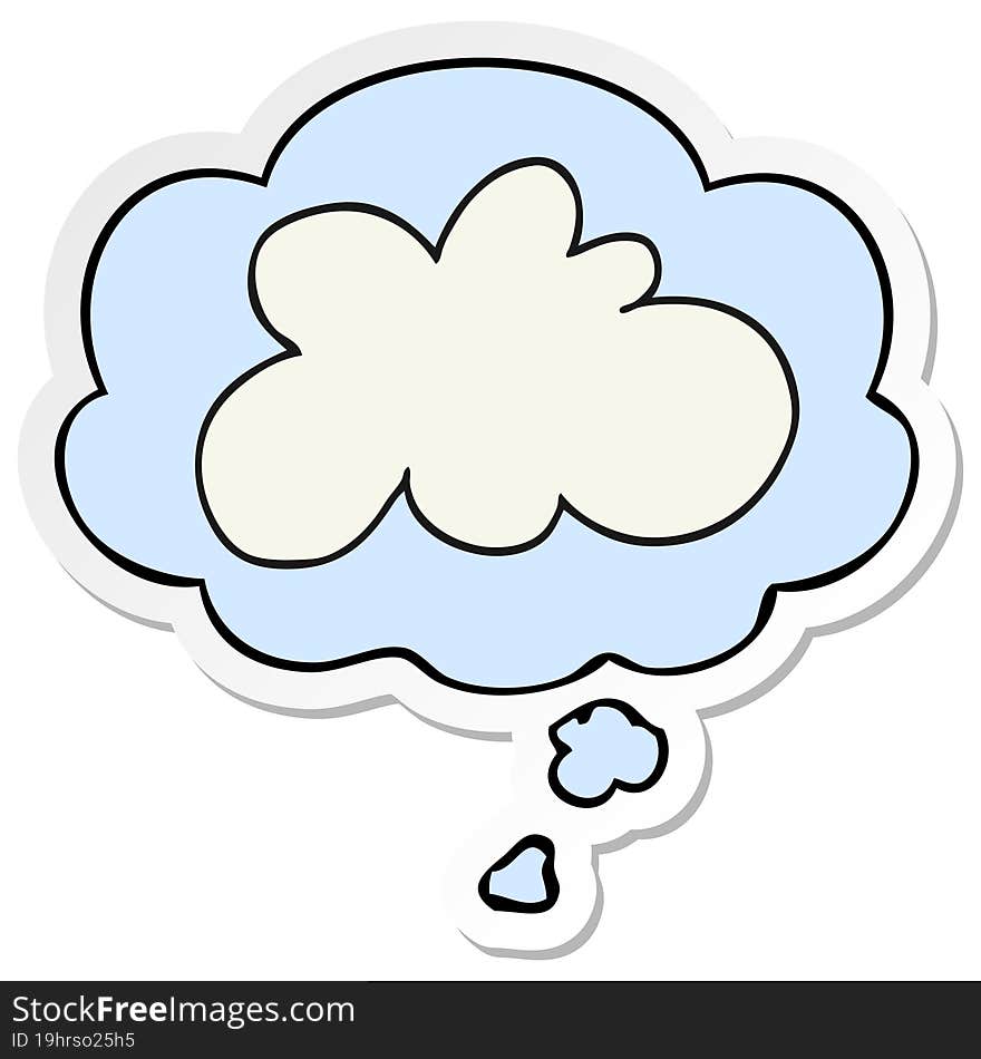 cartoon decorative cloud symbol and thought bubble as a printed sticker