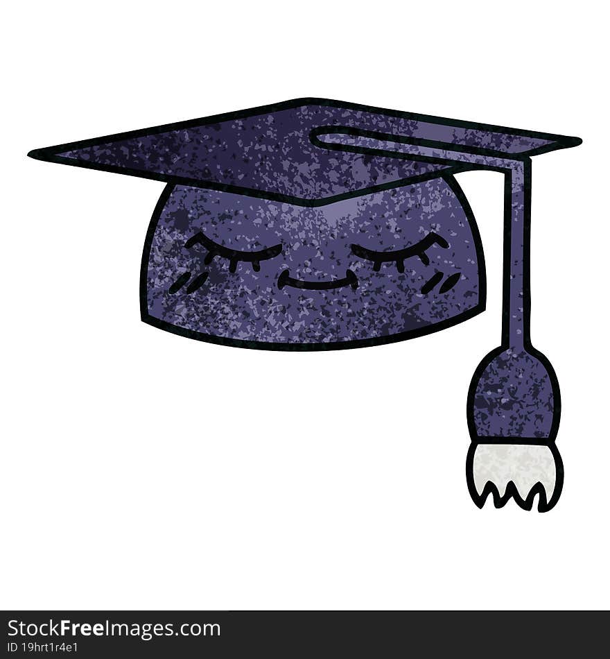 Retro Grunge Texture Cartoon Graduation Hat