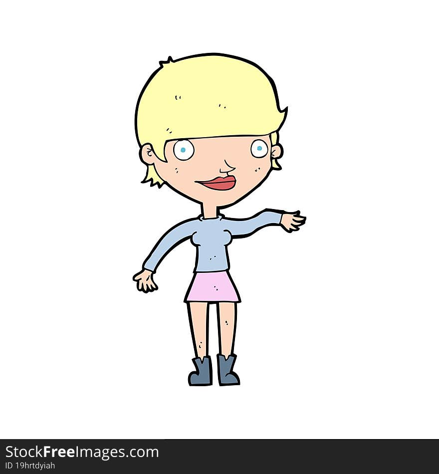 cartoon happy woman