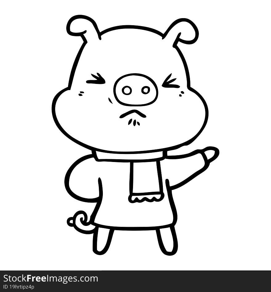 cartoon angry pig. cartoon angry pig