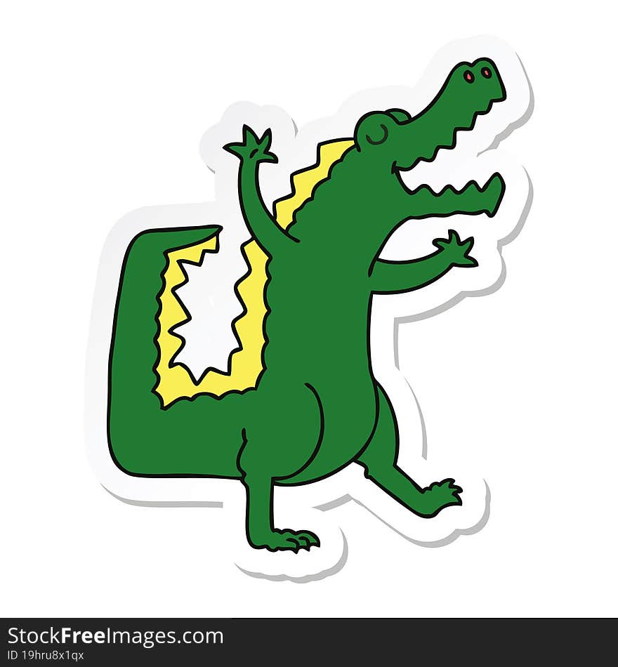 sticker of a quirky hand drawn cartoon crocodile