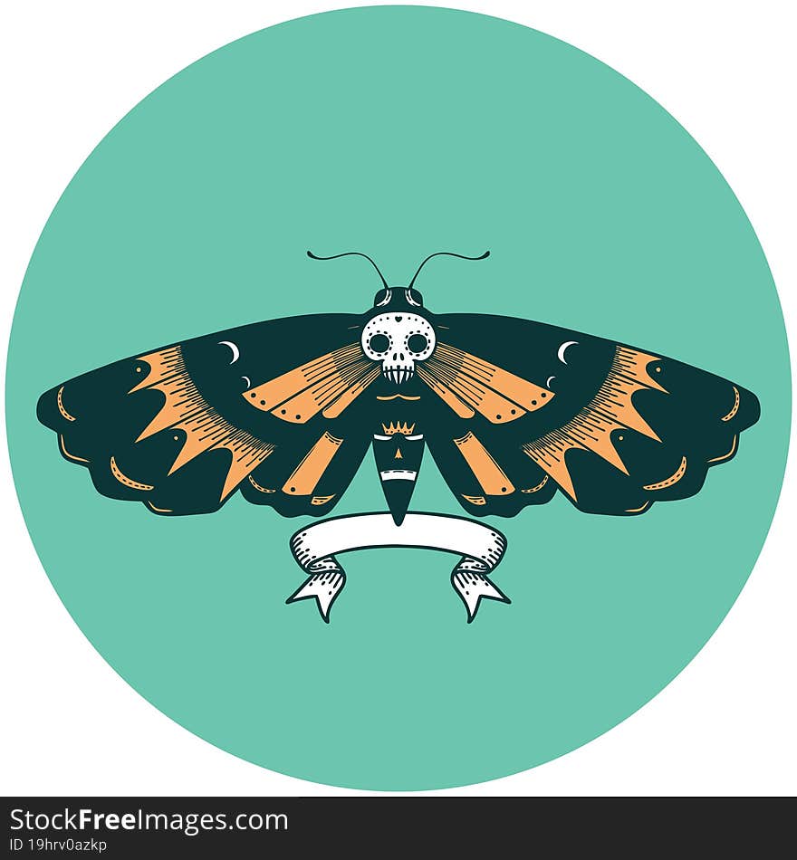 Icon With Banner Of A Deaths Head Moth