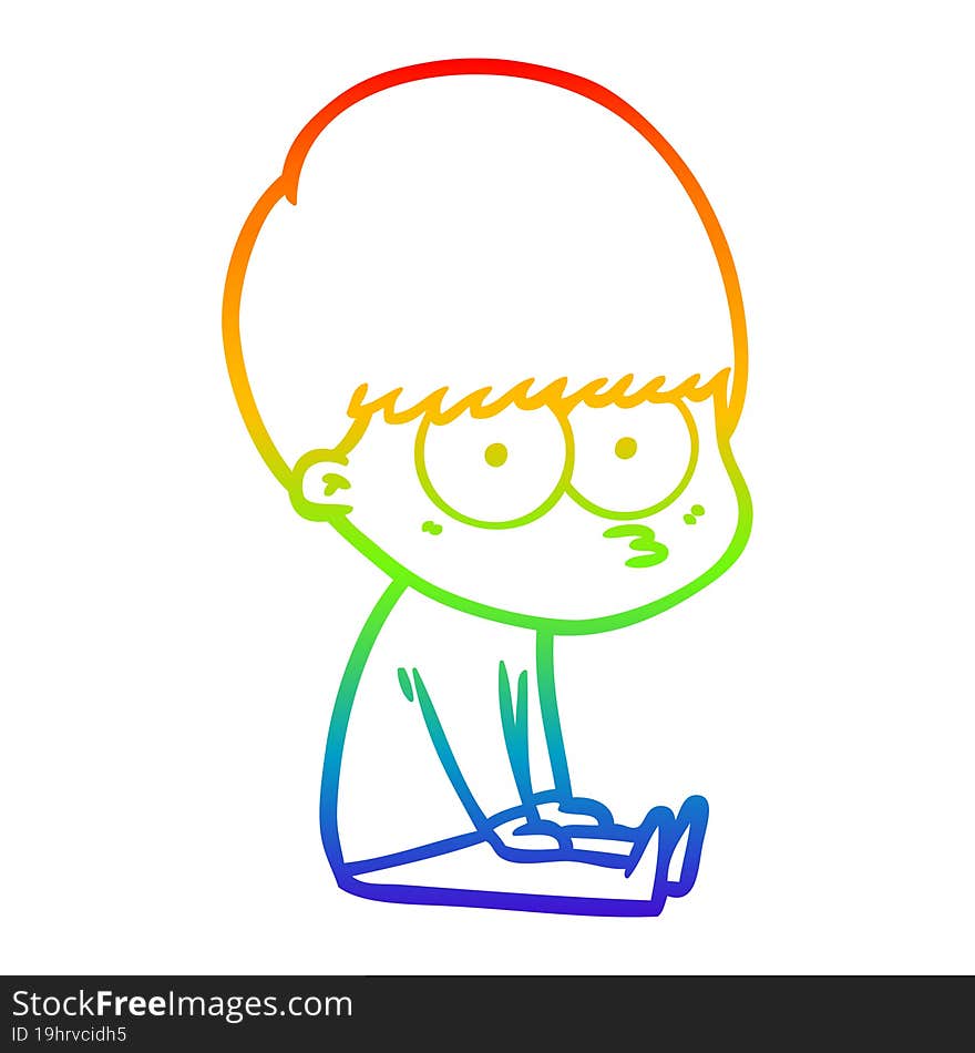 rainbow gradient line drawing curious cartoon boy