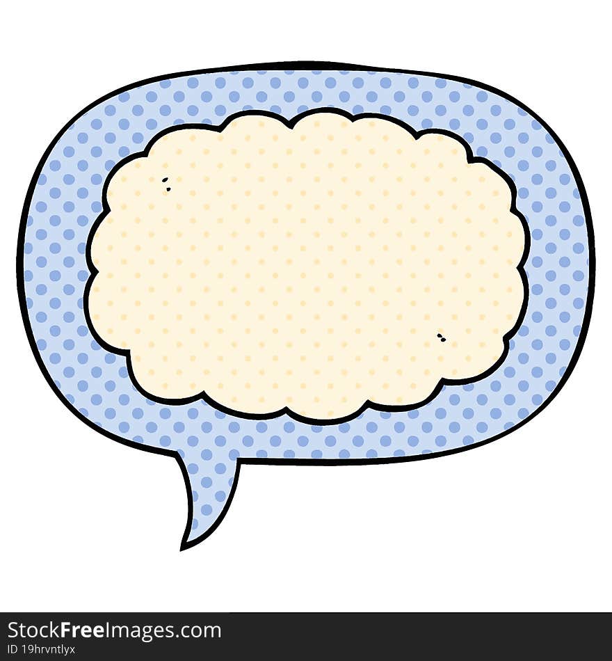 cartoon cloud and speech bubble in comic book style