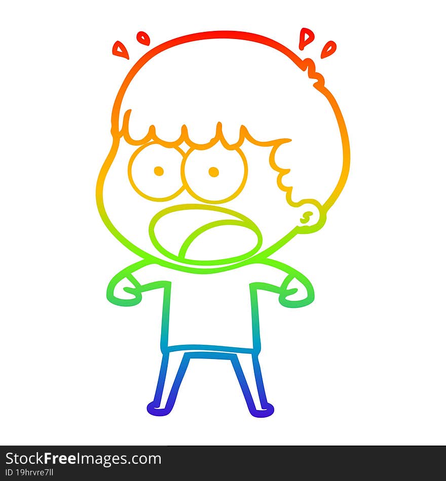 rainbow gradient line drawing of a cartoon shocked man