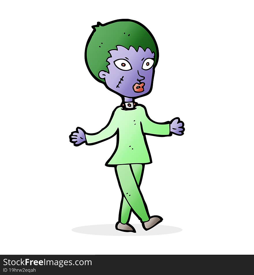 Cartoon Halloween Zombie Woman