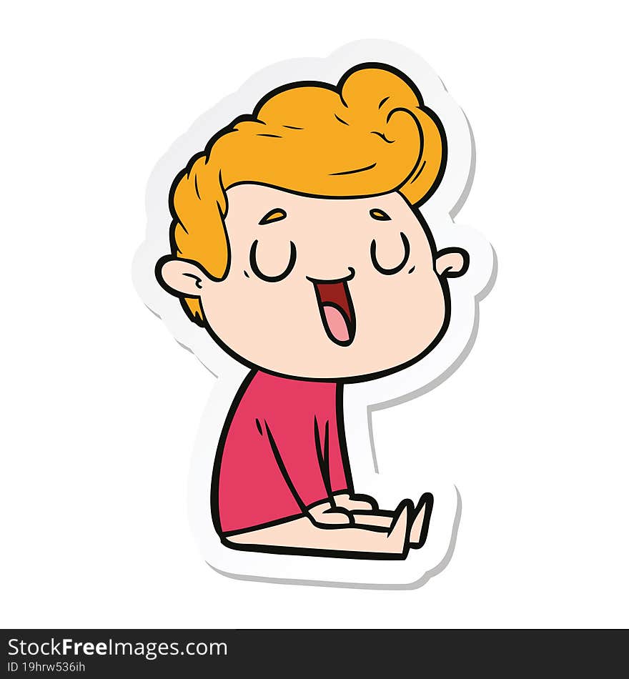 sticker of a happy cartoon man