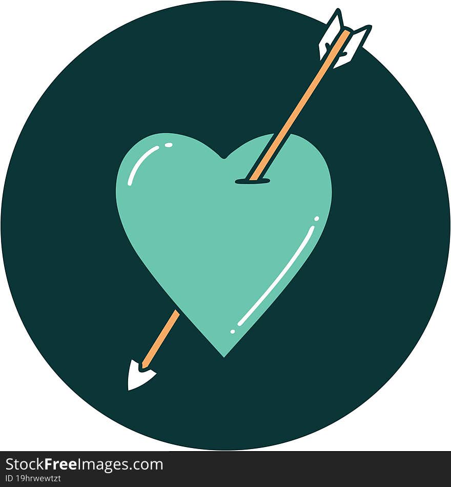 iconic tattoo style image of an arrow and heart. iconic tattoo style image of an arrow and heart