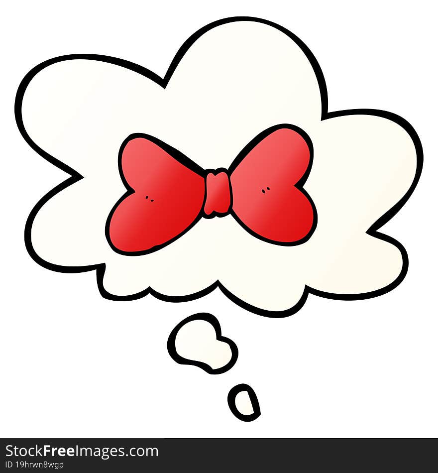 cartoon bow tie and thought bubble in smooth gradient style