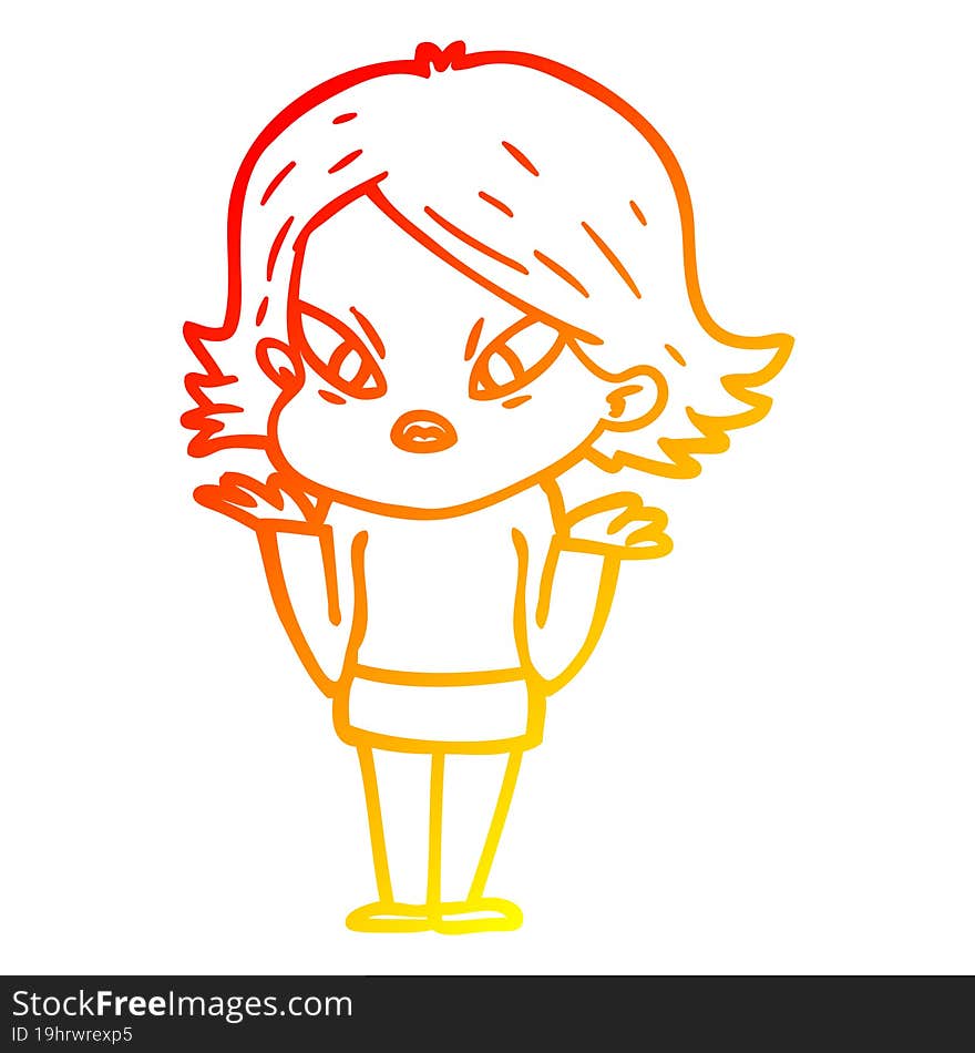 warm gradient line drawing of a cartoon stressed woman