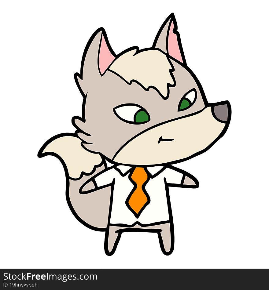 friendly cartoon wolf manager. friendly cartoon wolf manager