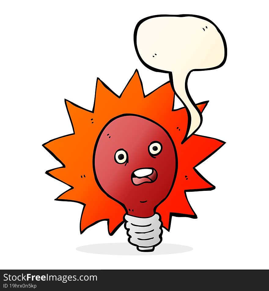 cartoon red lightbulb with speech bubble