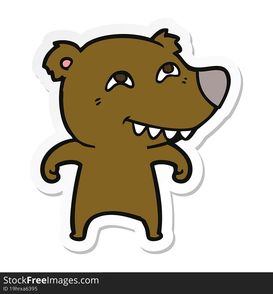 sticker of a cartoon bear showing teeth