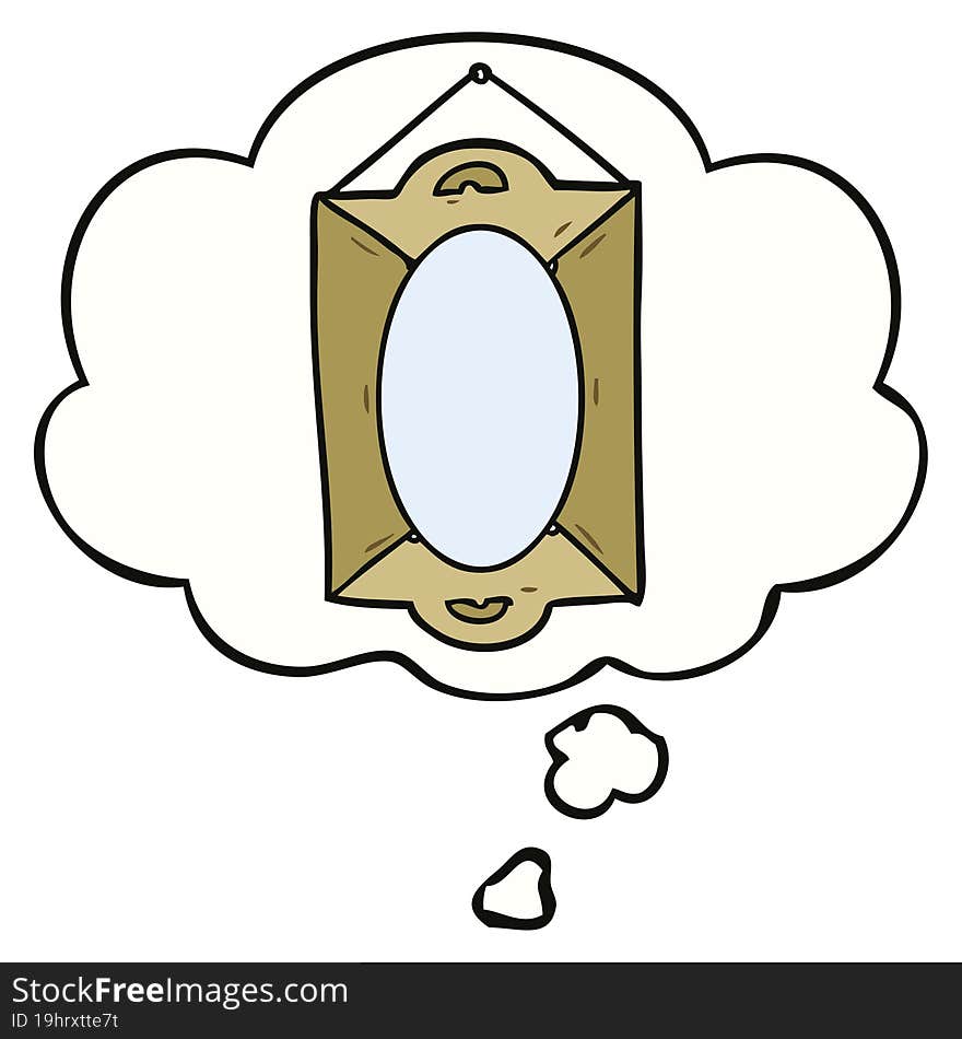 cartoon mirror with thought bubble. cartoon mirror with thought bubble