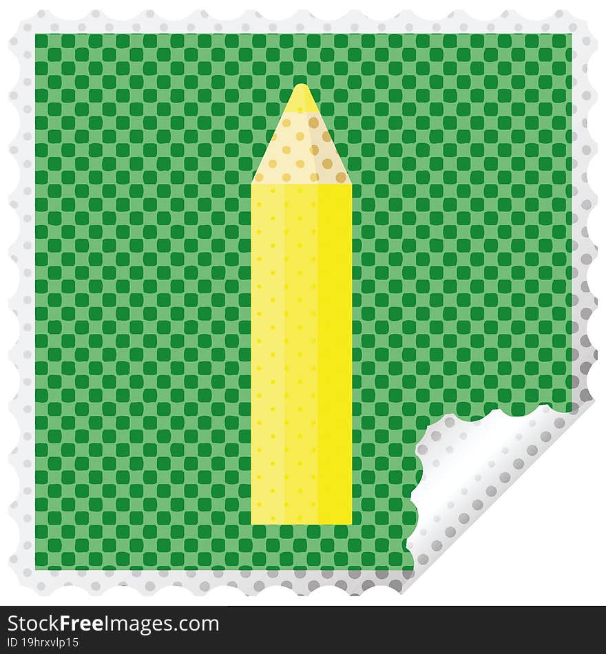 yellow coloring pencil graphic vector illustration square sticker stamp