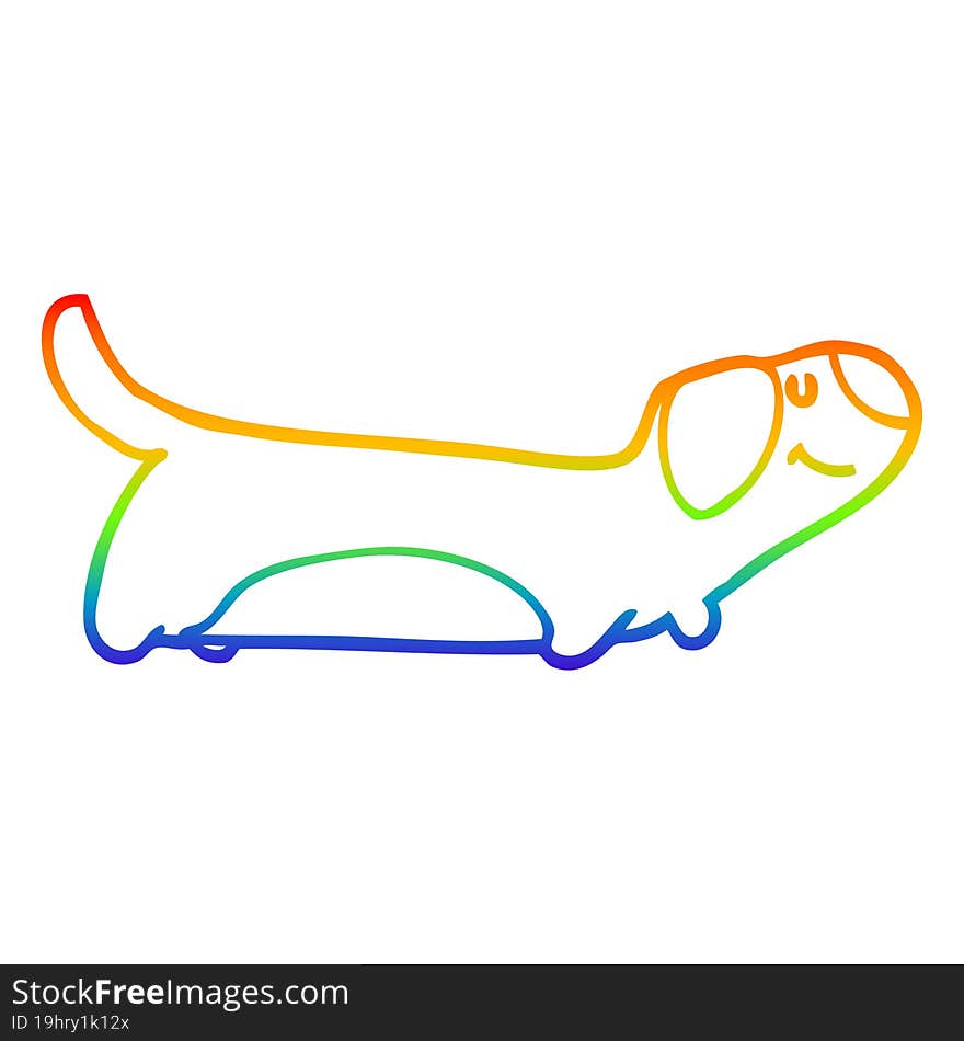 Rainbow Gradient Line Drawing Cartoon Dog