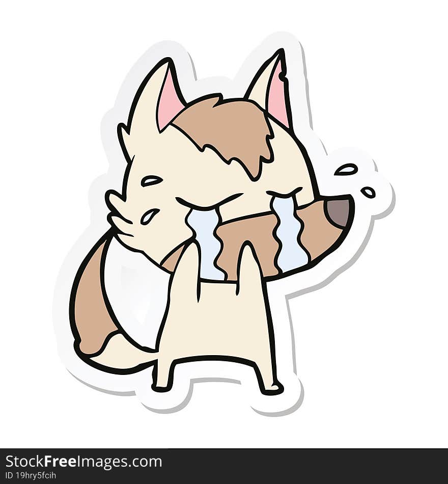 sticker of a cartoon crying wolf