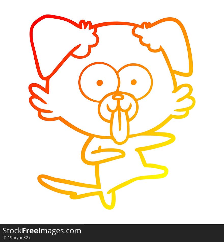 warm gradient line drawing of a cartoon dog with tongue sticking out