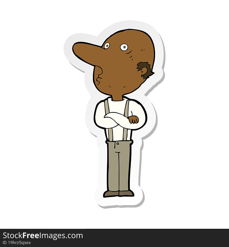 sticker of a cartoon old man with folded arms