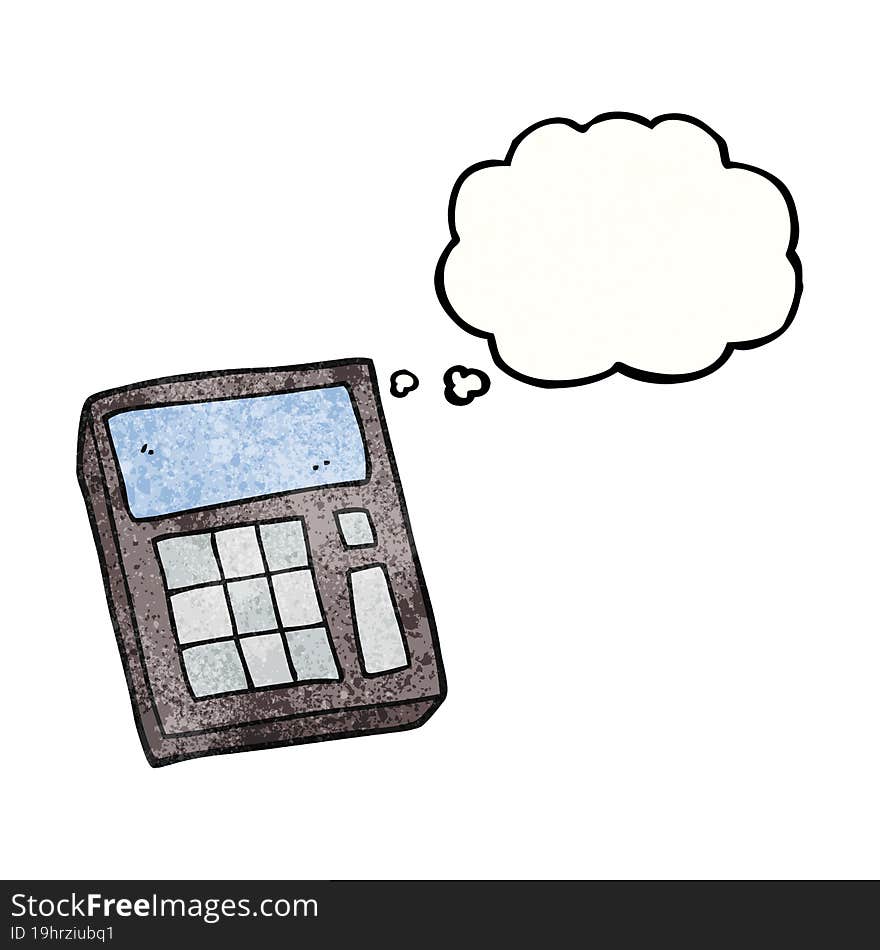 freehand drawn thought bubble textured cartoon calculator