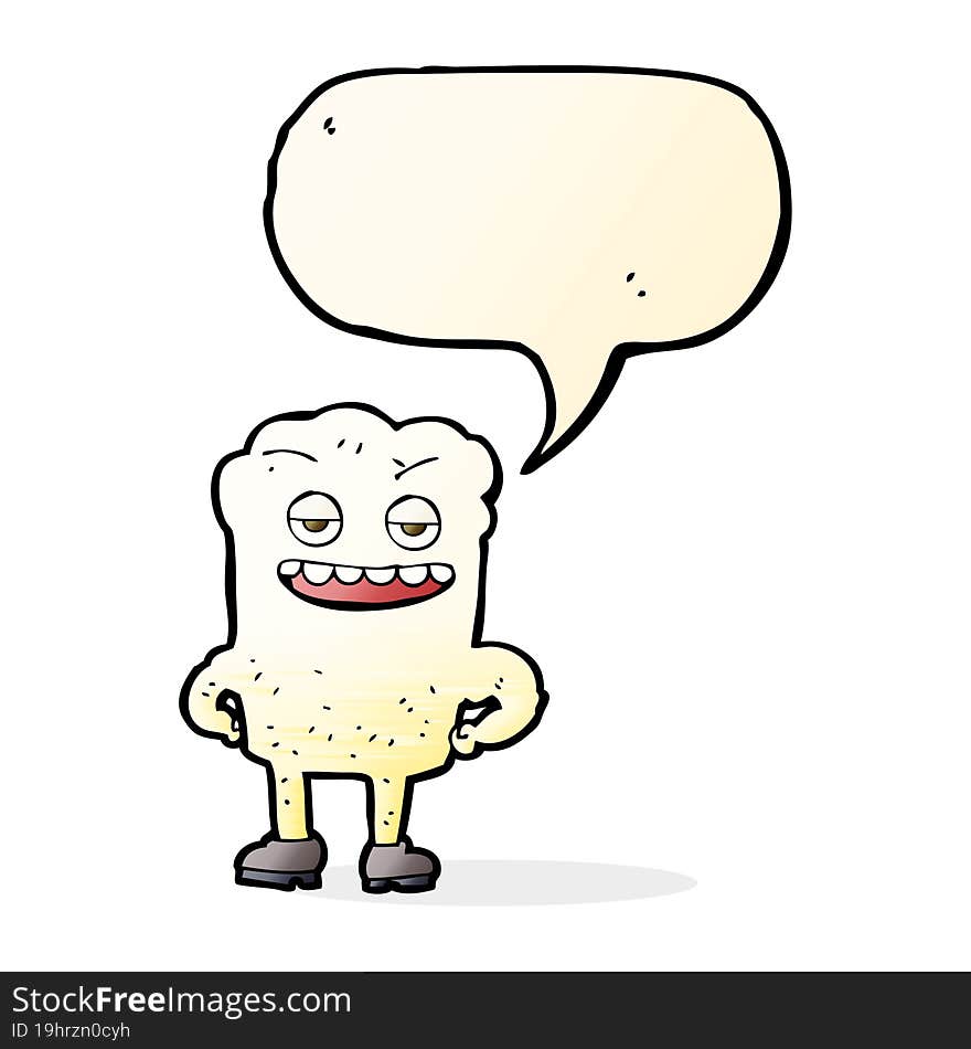 Cartoon Tooth Looking Smug With Speech Bubble