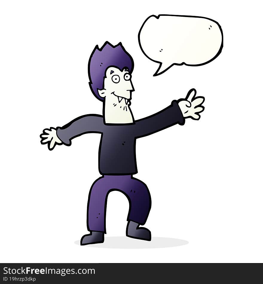 cartoon vampire with speech bubble