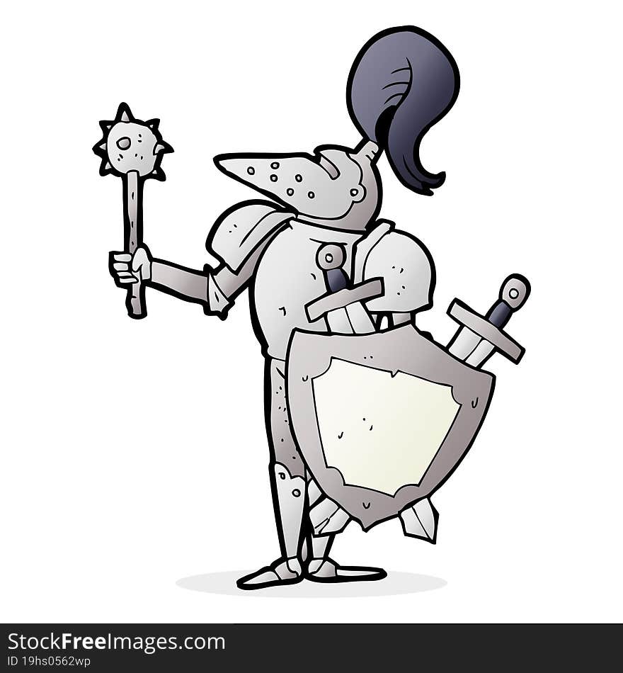 freehand drawn cartoon medieval knight with shield