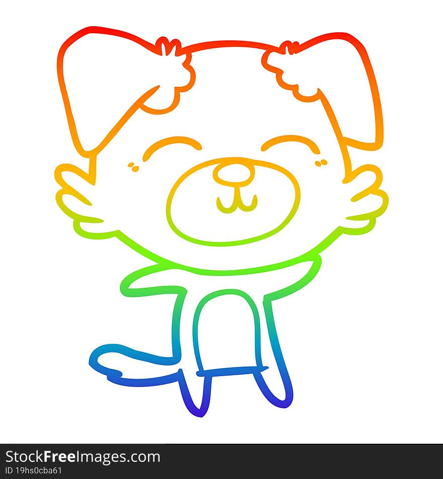 Rainbow Gradient Line Drawing Cartoon Dog