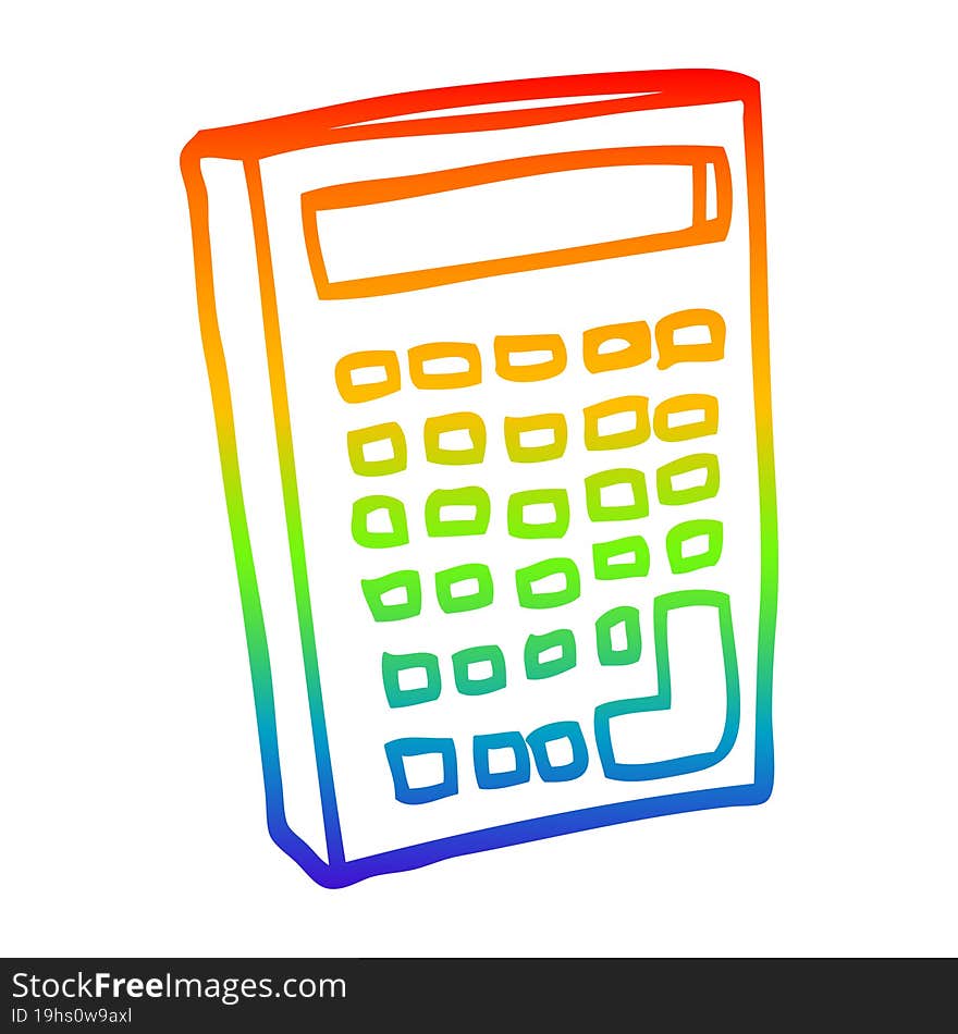 Rainbow Gradient Line Drawing Cartoon Calculator