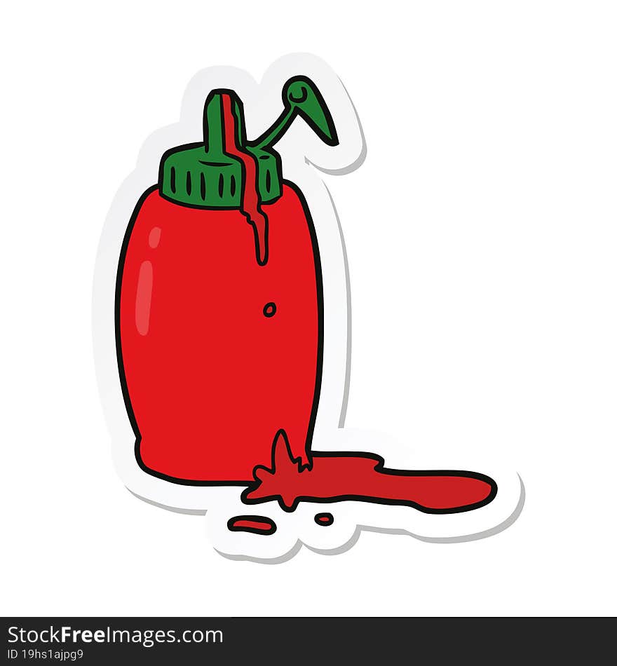 sticker of a cartoon ketchup bottle