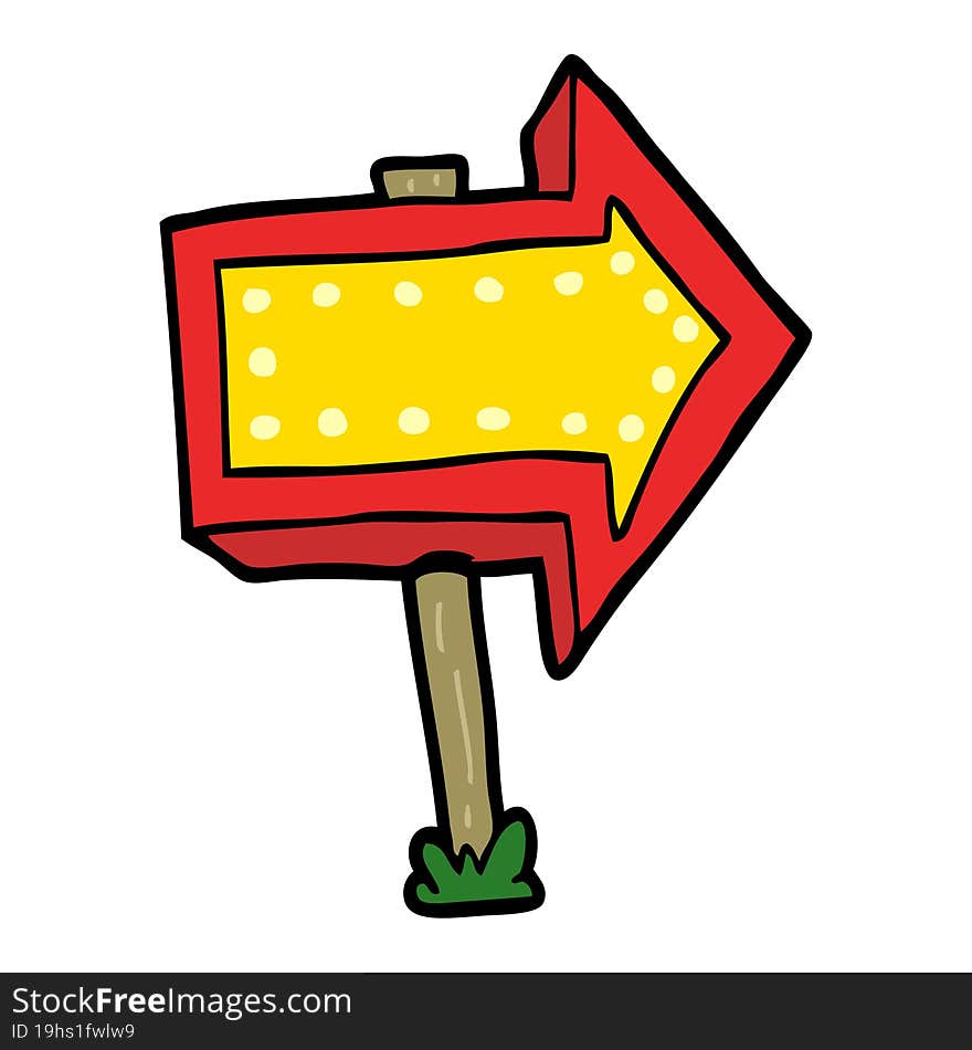 cartoon pointing arrow sign. cartoon pointing arrow sign