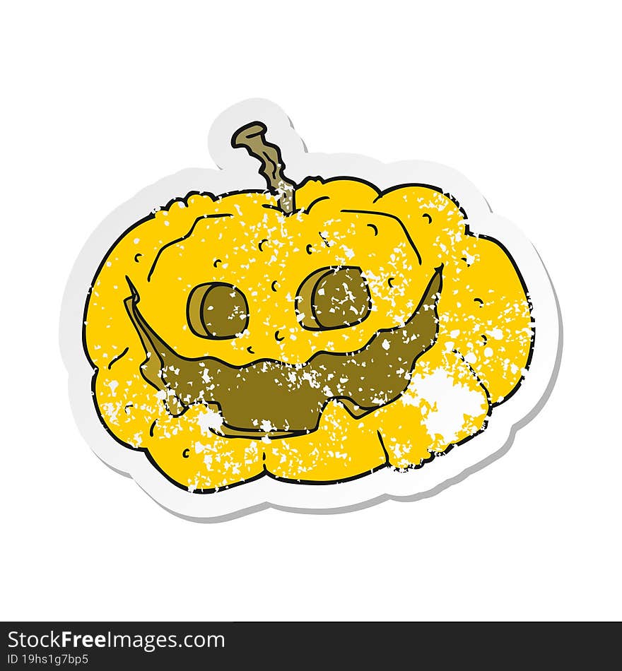 retro distressed sticker of a cartoon halloween pumpkin