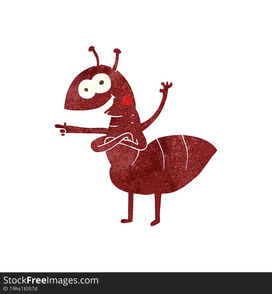 freehand retro cartoon ant