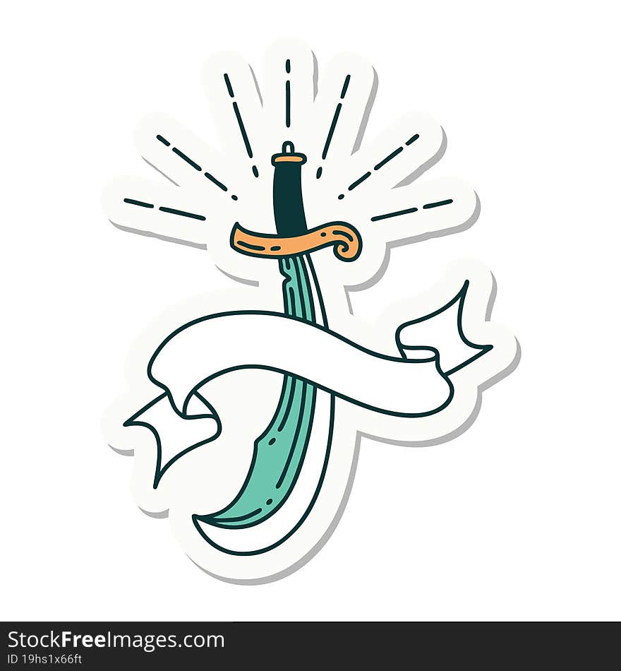 Sticker Of Tattoo Style Scimitar Sword