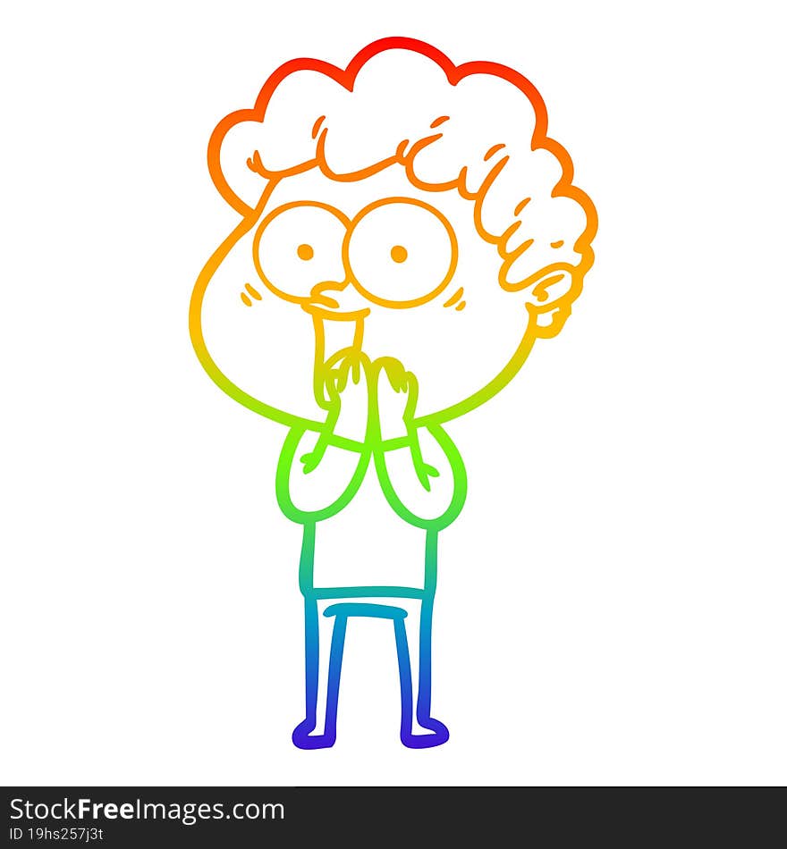 rainbow gradient line drawing cartoon happy man