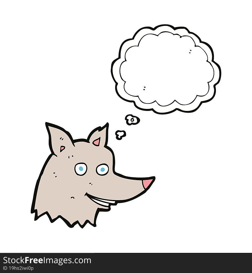 cartoon wolf head with thought bubble