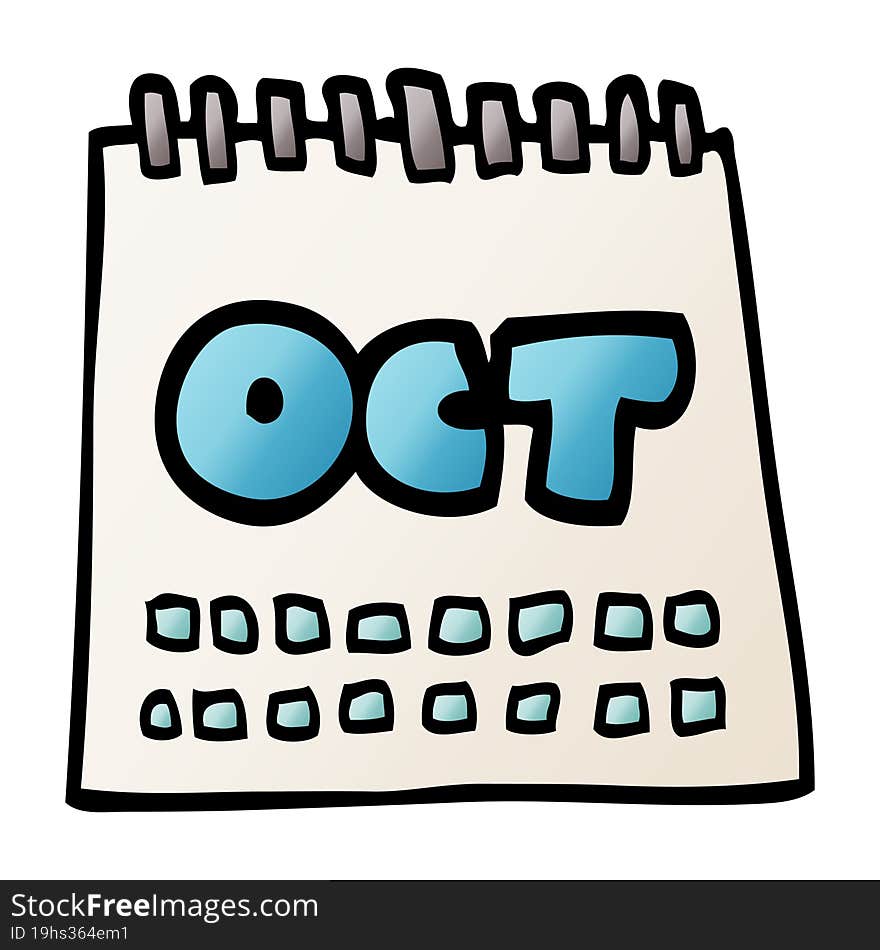 cartoon doodle calendar showing month of october