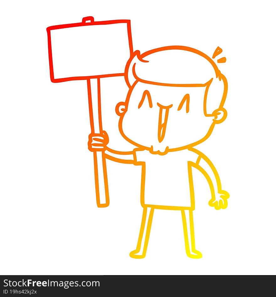 warm gradient line drawing cartoon excited man