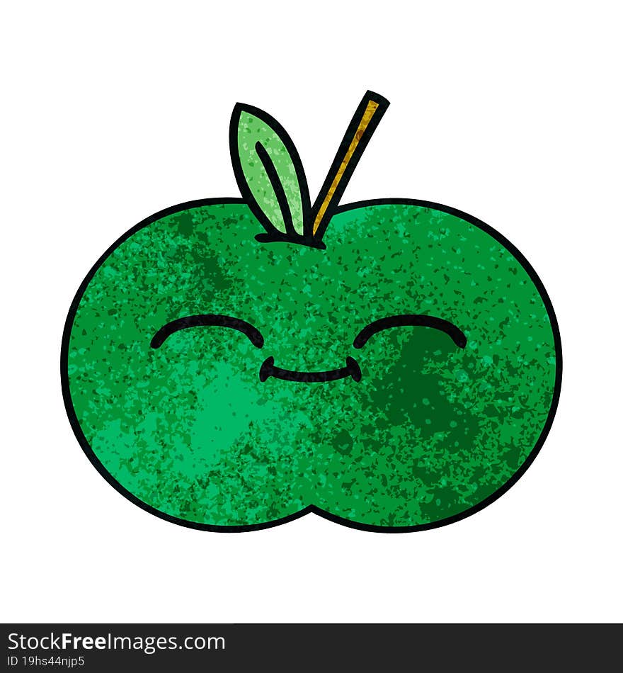 retro grunge texture cartoon juicy apple