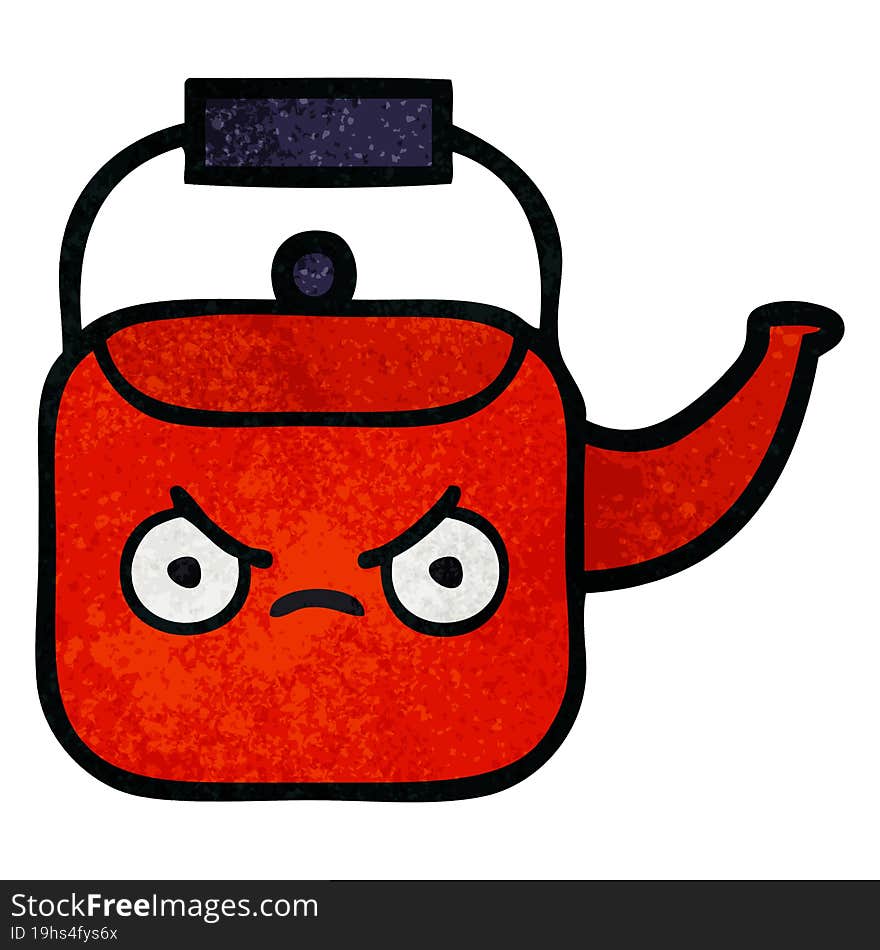 retro grunge texture cartoon of a kettle