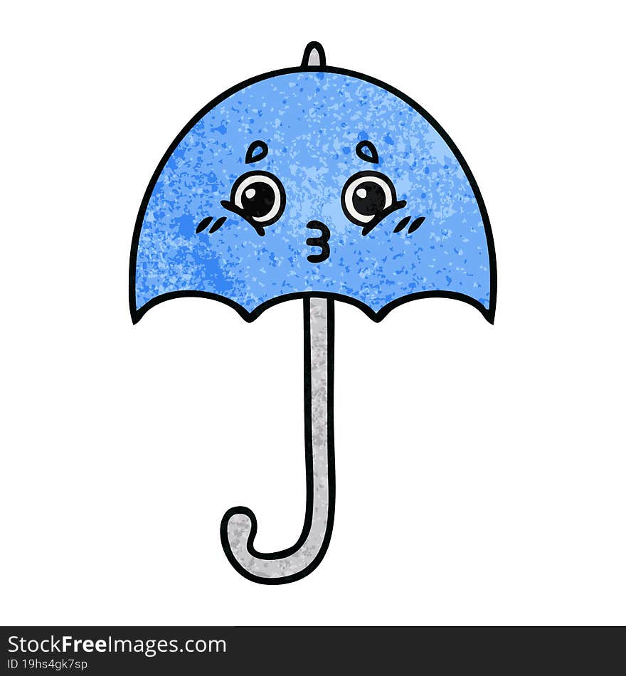 retro grunge texture cartoon umbrella