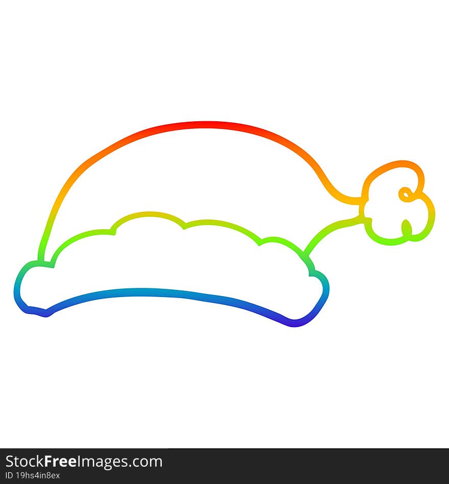 rainbow gradient line drawing cartoon christmas hat