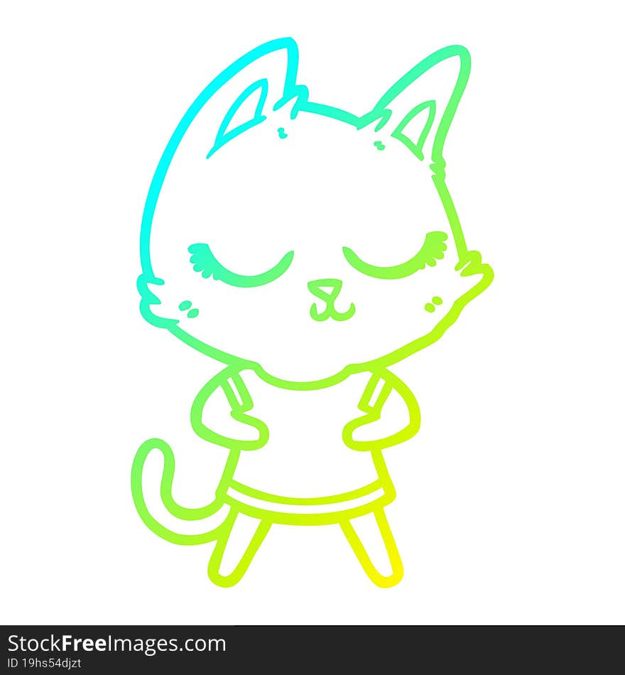 cold gradient line drawing calm cartoon cat