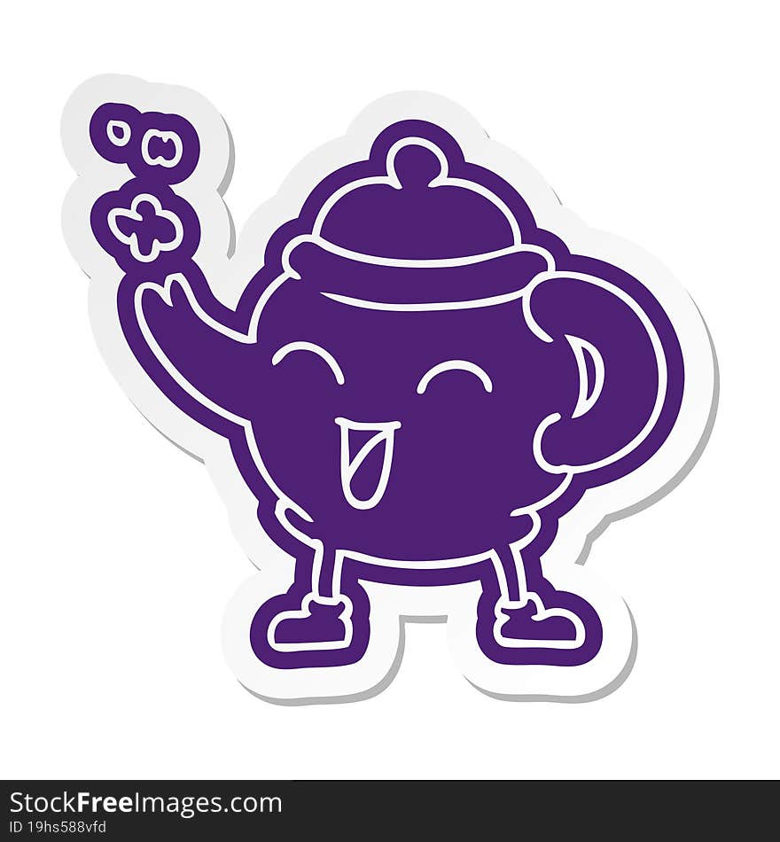 cartoon sticker of a blue tea pot