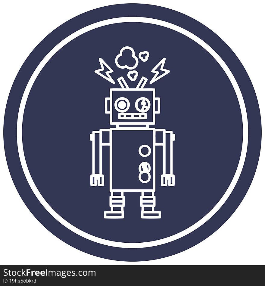 Malfunctioning Robot Circular Icon