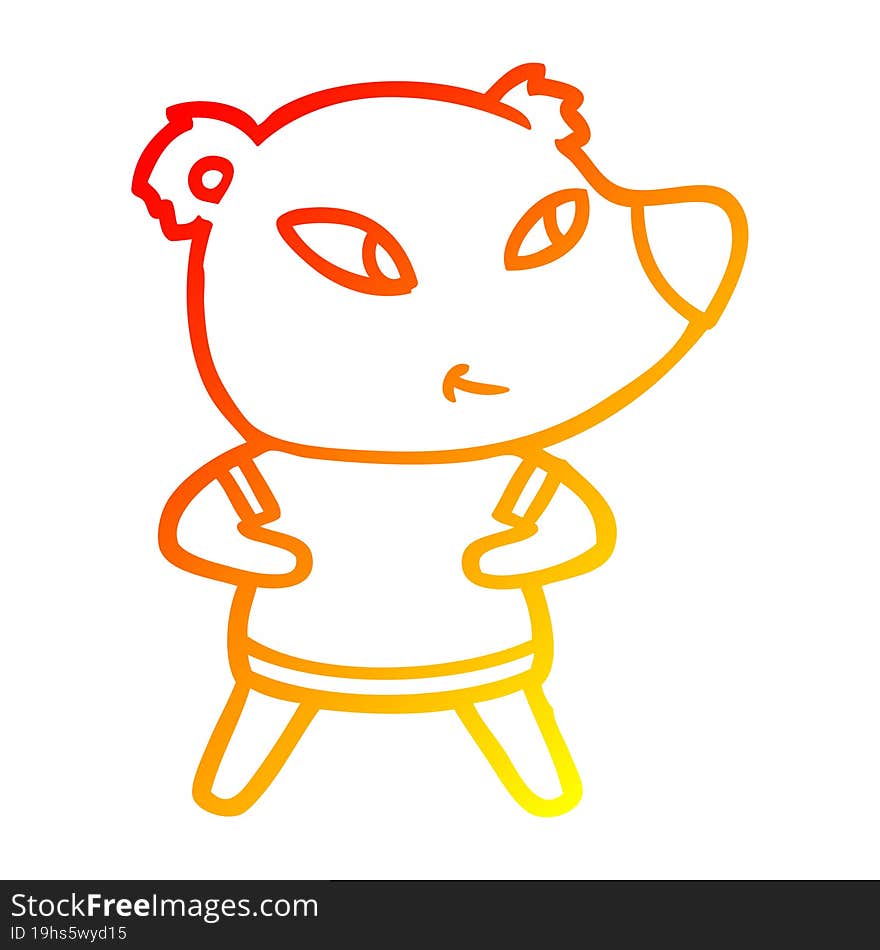 Warm Gradient Line Drawing Cute Cartoon Bear